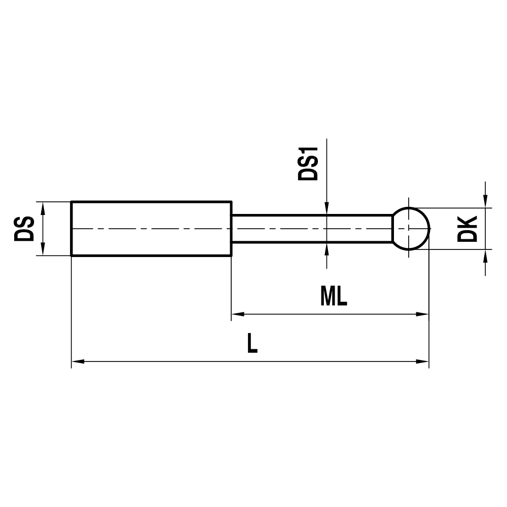 Non-threaded, Stepped-stem, 65° Taper Pin Stylus