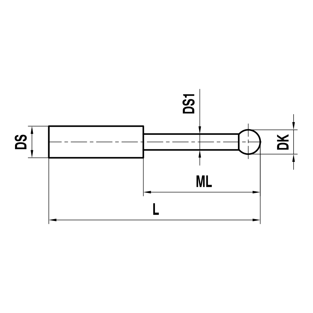 Non-threaded, Stepped-stem, 10° Taper Pin Stylus