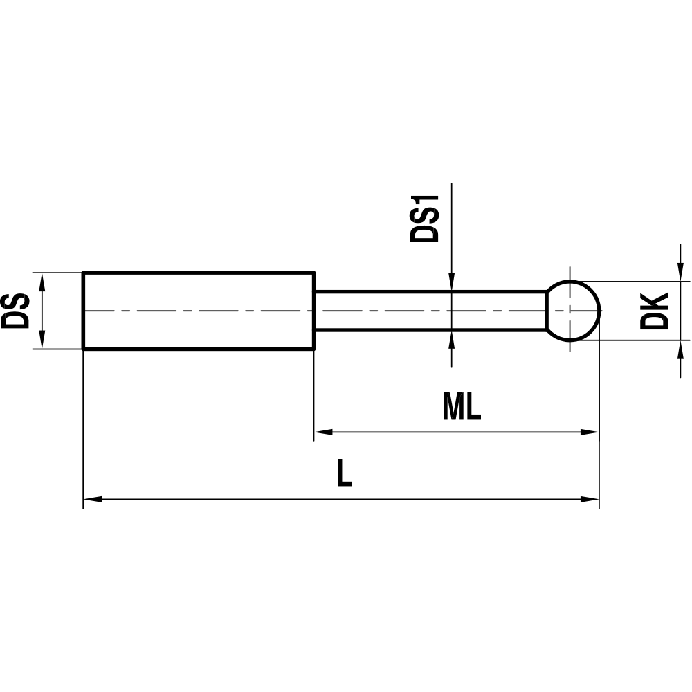 Non-threaded, Stepped-stem, 10° Taper Pin Stylus